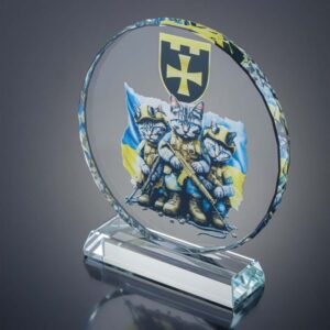 Нагорода кругла зі скла з огранованими краями Висота 18см  GL-83I