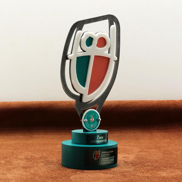 Приз нагородний з метала, дерева та акрилового скла ПЛІЧ-О-ПЛІЧ за 2-МІСЦЕ H27см 675N223