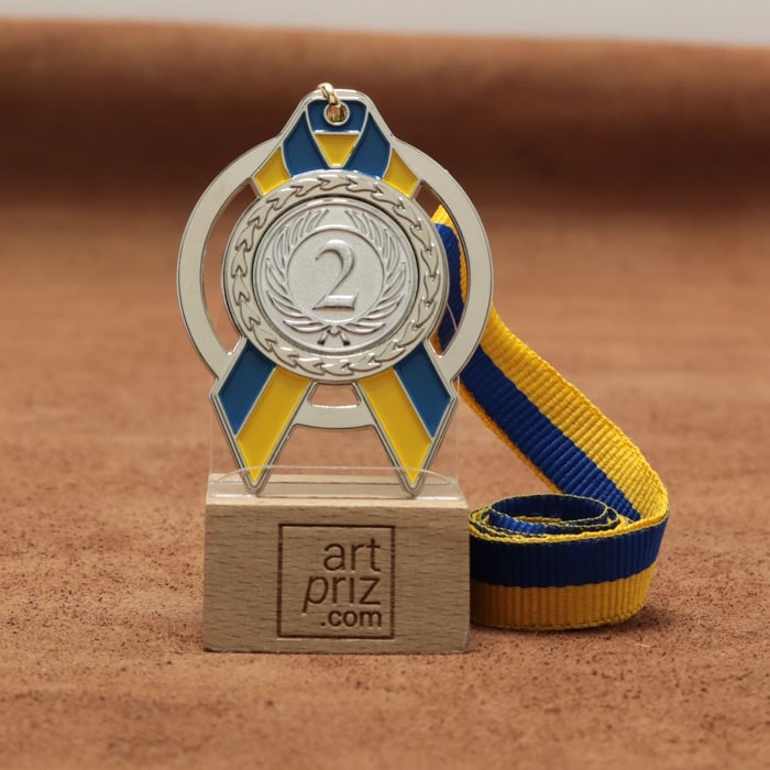 Медаль MA5012 Срібло зі стрічкою D65мм та жетоном D25