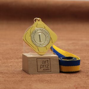 Медаль МА1549 Золото зі стрічкою D45мм та жетоном D25