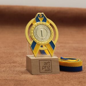 Медаль MA5012 Золото зі стрічкою D65мм та жетоном D25