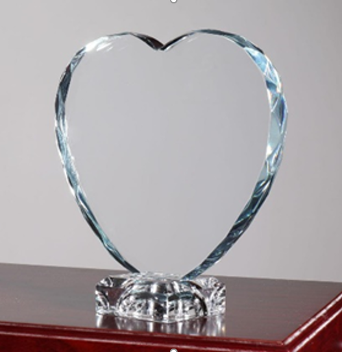 Нагорода зі скла у формі серця Висота 14см GL-88I