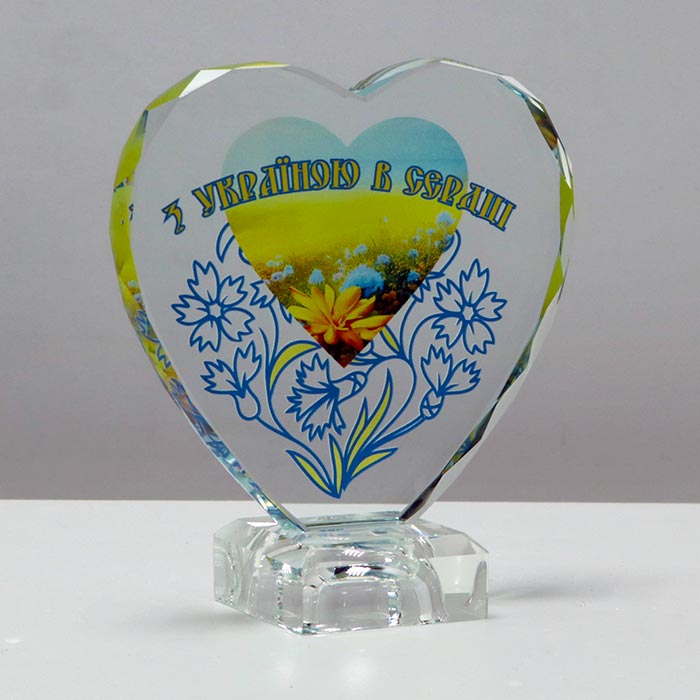 Нагорода зі скла у формі серця Висота 14см GL-88I