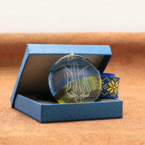 Медаль скляна з гранями, Д70мм, в коробці зі стрічкою GL89IPS