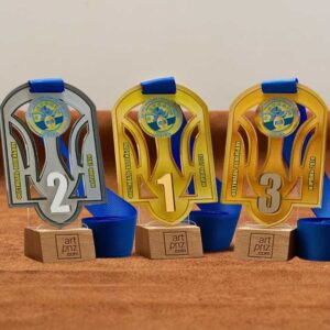 Медаль акрилова містова ГЕРБ УКРАЇНИ ПЕРШЕ МІСЦЕ Розмір 110Х75мм 401MG123