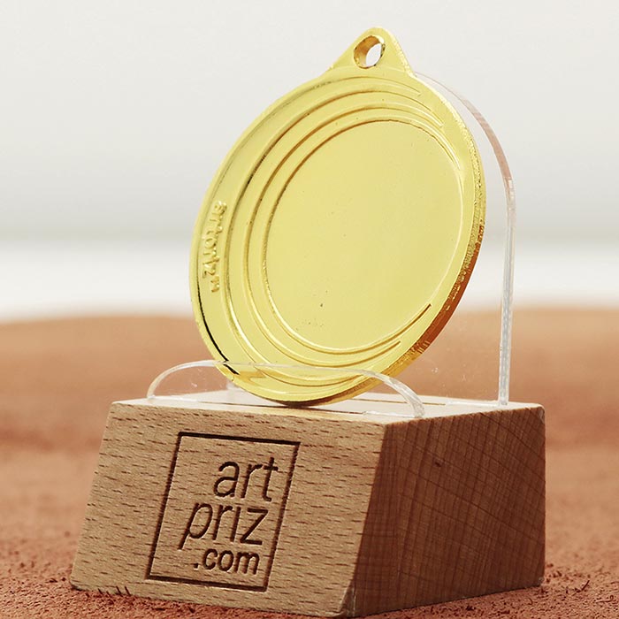 Медаль MA1540 Золото, зі стрічкою 10мм, D40мм, жетон Д25мм Орнамент вишиванка