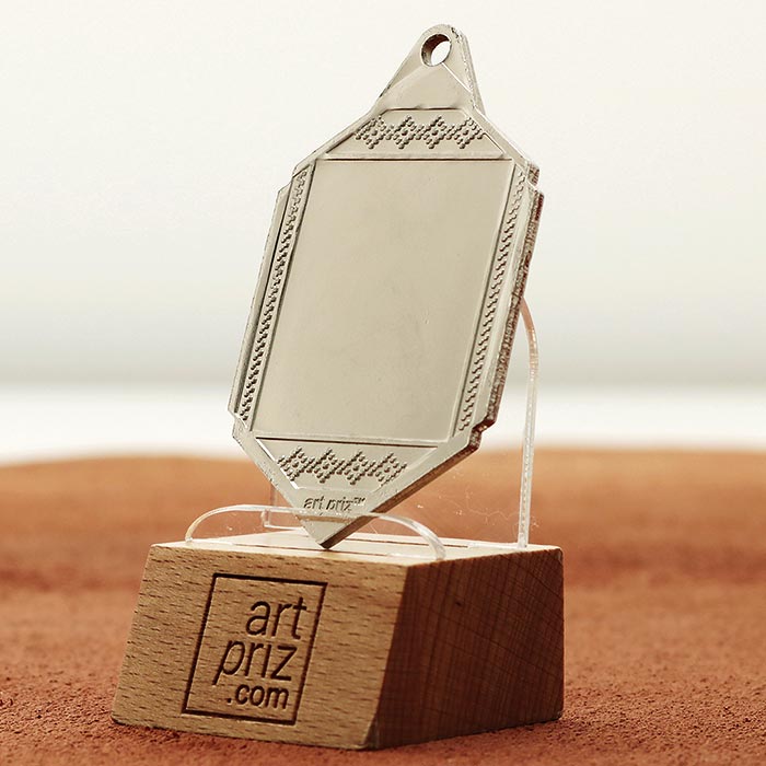 Медаль МА095 Срібло Шестикутник зі стрічкою з гербом України Жетон D25мм (65*40мм)