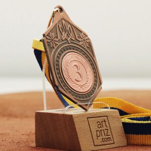 Медаль МА095 Бронза Шестикутник зі стрічкою з гербом України Жетон D25мм (65*40мм)