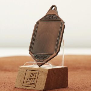 Медаль МА095 Бронза Шестикутник зі стрічкою з гербом України Жетон D25мм (65*40мм)