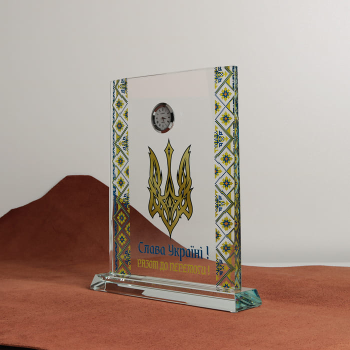 Нагорода зі скла з годинником Висота 28см GL-108IC GL-108IC