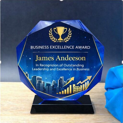 Нагорода зі скла з огранованими краями Висота 20см GL-111I