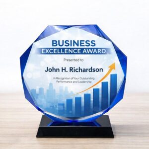 Нагорода зі скла з огранованими краями Висота 20см GL-111I