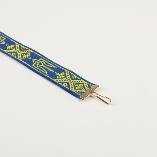 Стрічка ткана орнамент з тризубом з затискачем і карабіном 25 мм ST25TRK