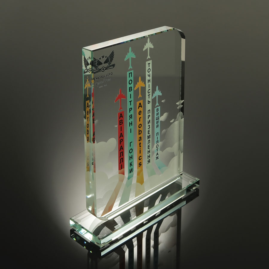 Нагорода зі скла 15мм Висота 19см GL-110I
