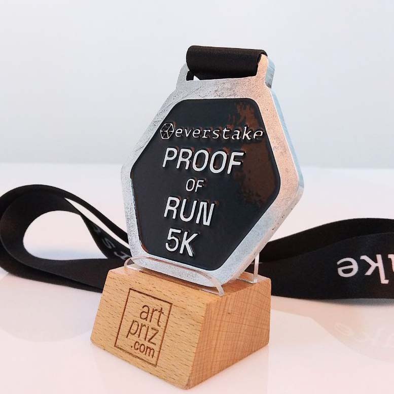Медаль лита "PROOF OF RUN 5K" з чорною емаллю 70мм АРТПРИЗ 4909-5