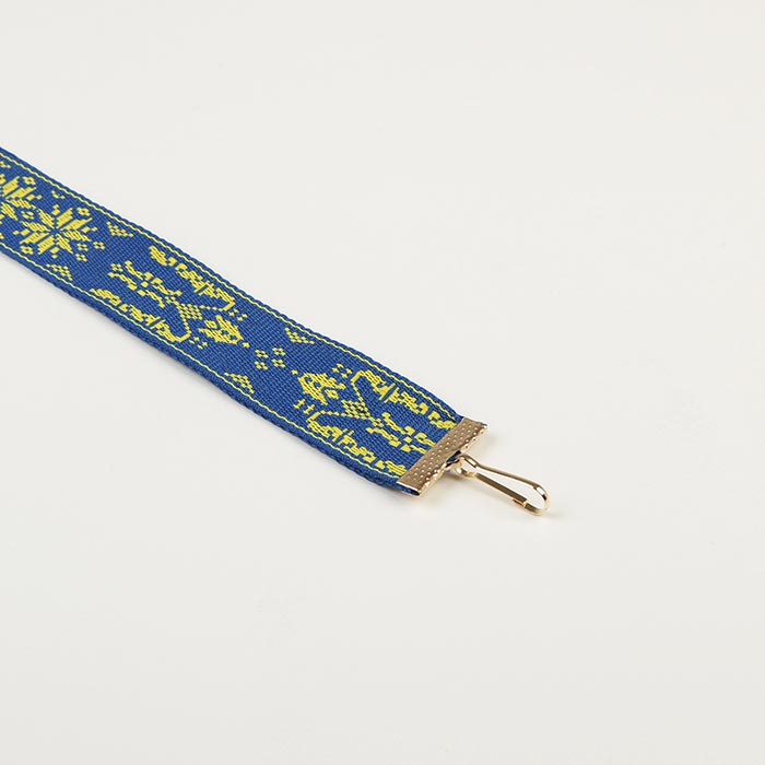 Стрічка ткана орнамент зірка з гербом із затискачем і карабіном 25 мм ST25ZGK