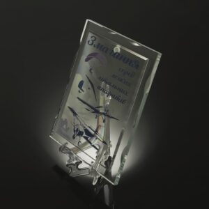 Скляна нагорода диплом Розмір 180х250мм. GL-109I колір білий Артприз