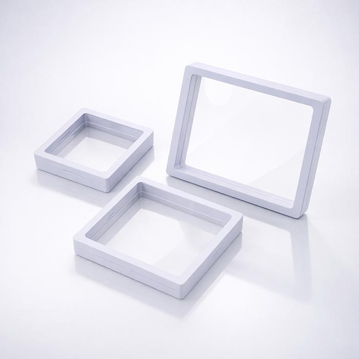 Коробка для зберігання коїнів ювелірних прикрас з поліетиленової плівки 7х7см біла PL7W