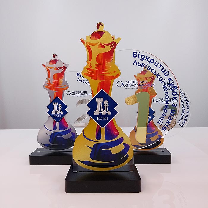 Нагорода Преміум-класу Відкритий Кубок з Шахів 12х27см Артприз 3035-5
