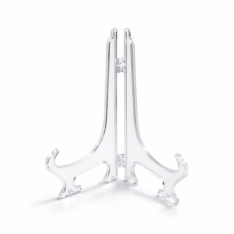 Пластикова підставка для сувенірної тарілки, плакетки, фоторамки, Прозора, 100х55мм PP10