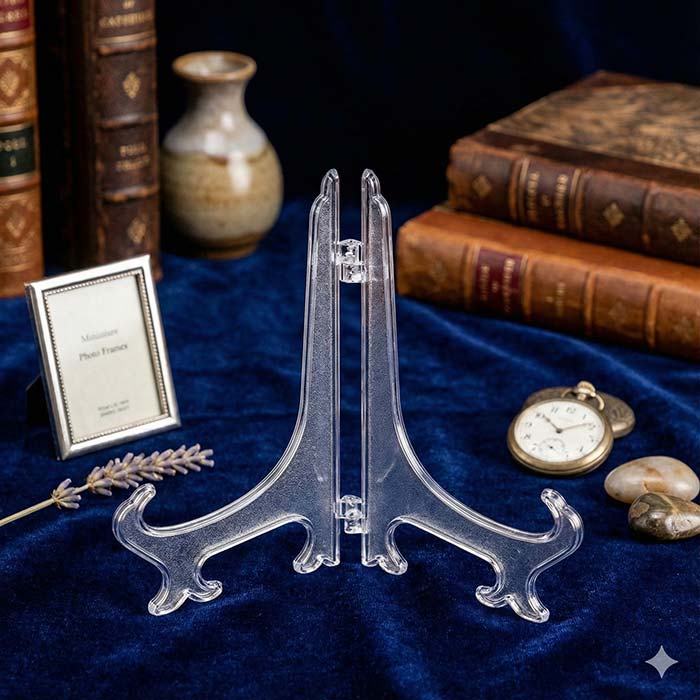 Пластикова підставка для сувенірної тарілки, плакетки, фоторамки, Прозора, 150х9мм PP15