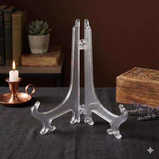 Пластикова підставка для сувенірної тарілки, плакетки, фоторамки, Прозора, 225х135 мм PP22