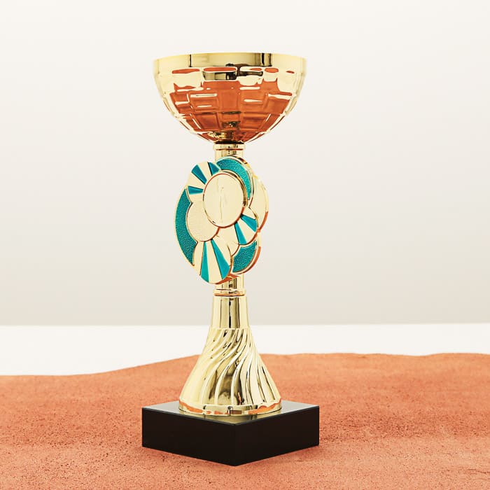 Кубок нагородний K6146C золотий на мармуровій основі H18см, чаша D7см