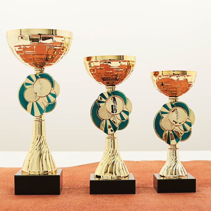 Кубок нагородний K6146C золотий на мармуровій основі H18см, чаша D7см