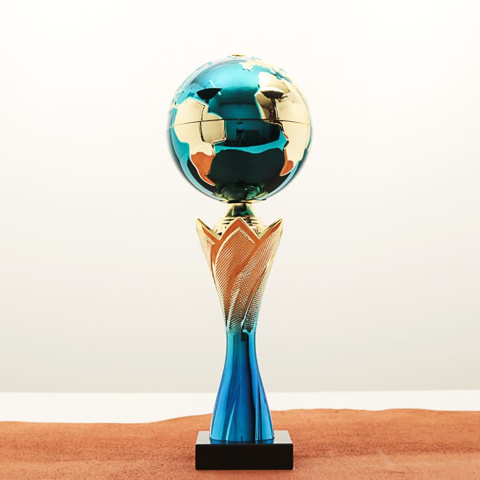 Кубок нагородний K6139B на мармуровій основі H33см, чаша земна куля D12см