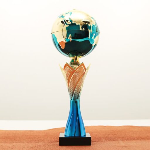 Кубок нагородний K6139B на мармуровій основі H33см, чаша земна куля D12см