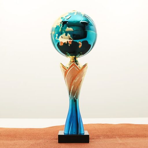 Кубок нагородний K6139B на мармуровій основі H33см, чаша земна куля D12см