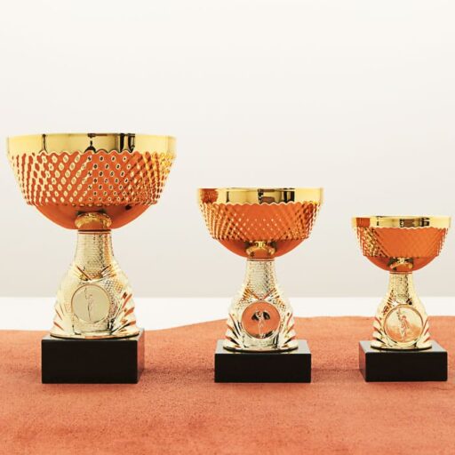 Кубок нагородний K6144A золотий на мармуровій основі H17см, чаша D12см