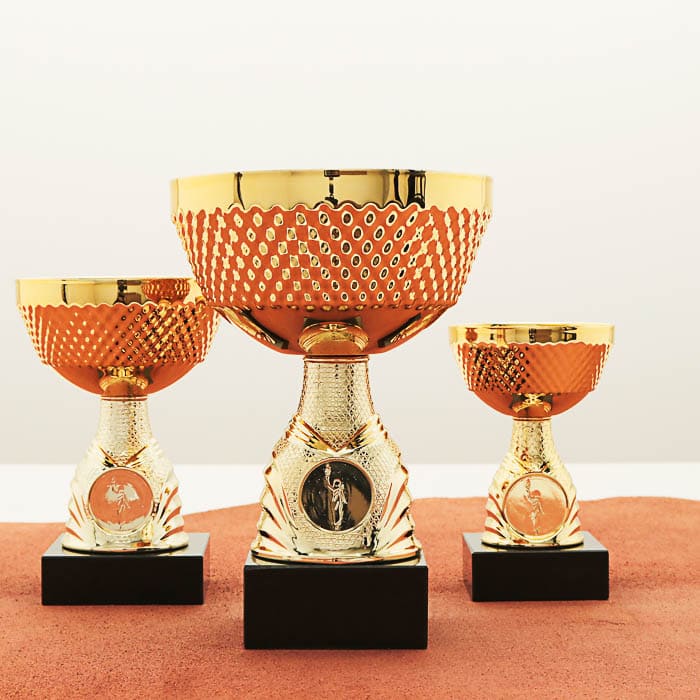 Кубок нагородний K6144A золотий на мармуровій основі H17см, чаша D12см