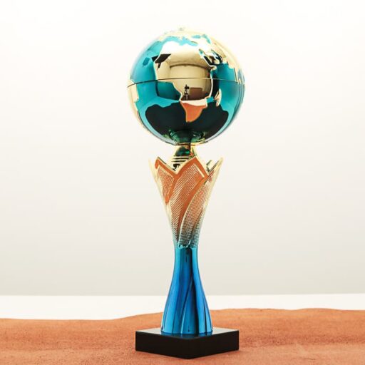 Кубок нагородний K6139C на мармуровій основі H28см, чаша земна куля D10см