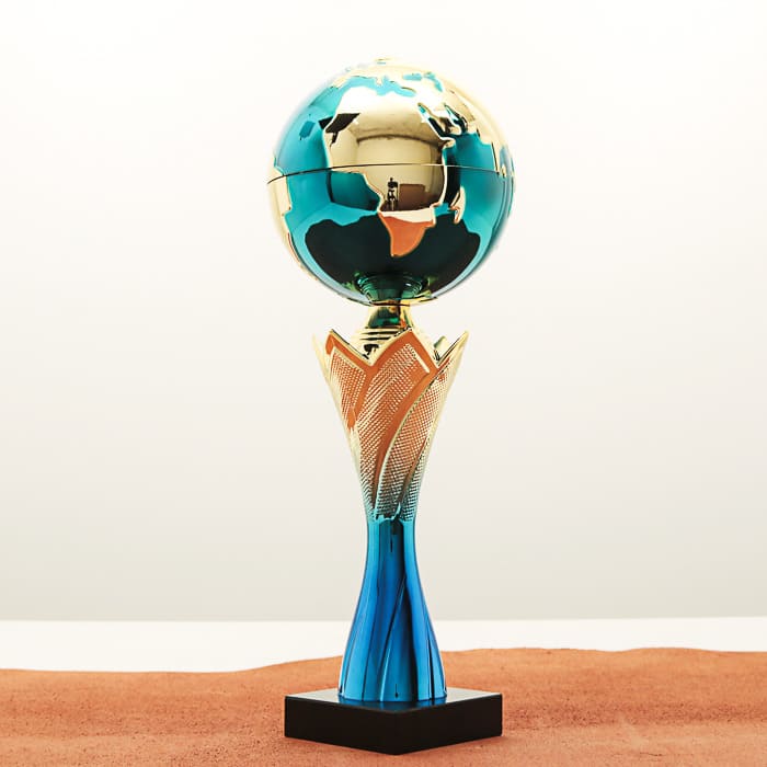 Кубок нагородний K6139C на мармуровій основі H28см, чаша земна куля D10см