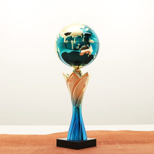 Кубок нагородний K6139C на мармуровій основі H28см, чаша земна куля D10см