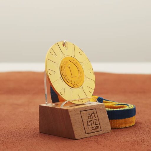 Медаль універсальна MA5019 золота зі стрічкою D50мм жетон D25мм