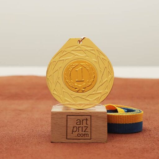 Медаль універсальна MA5017 золота зі стрічкою D50мм жетон D25мм