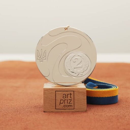 Медаль універсальна MA5013 срібна зі стрічкою D60мм жетон D25мм