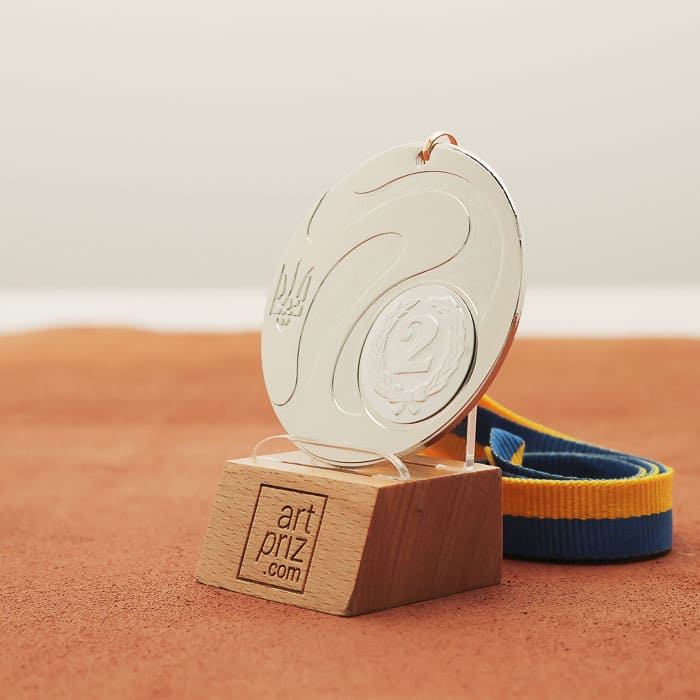 Медаль універсальна MA5013 срібна зі стрічкою D60мм жетон D25мм