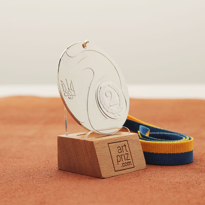 Медаль універсальна MA5013 срібна зі стрічкою D60мм жетон D25мм