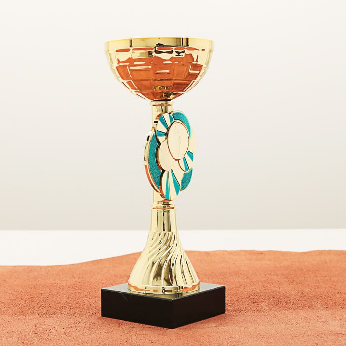 Кубок нагородний K6146A золотий на мармуровій основі H23см, чаша D10см