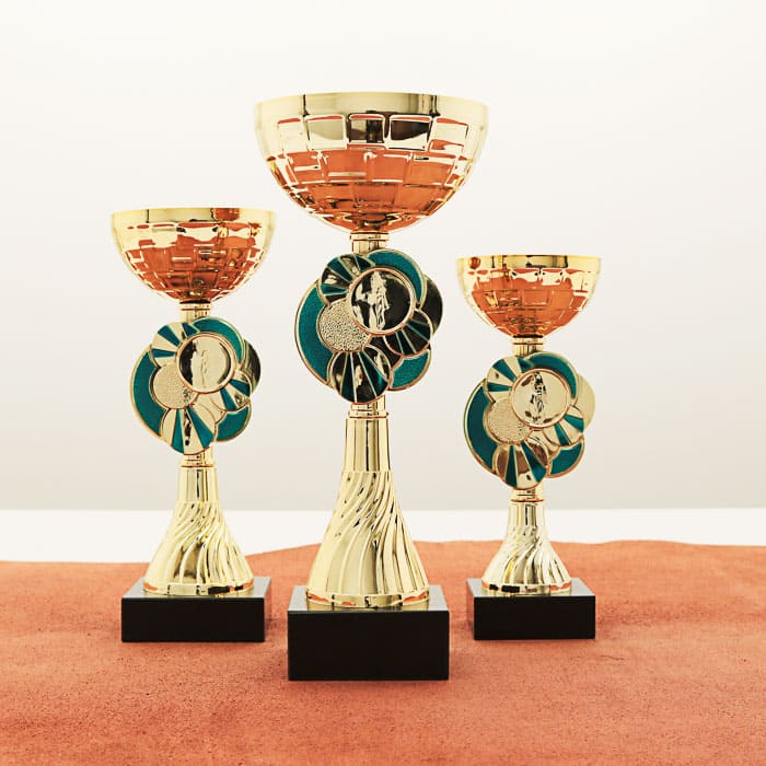 Кубок нагородний K6146A золотий на мармуровій основі H23см, чаша D10см