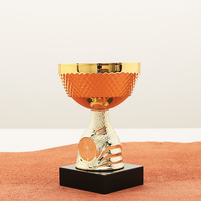 Кубок нагородний K6144B золотий на мармуровій основі H13см, чаша D9см