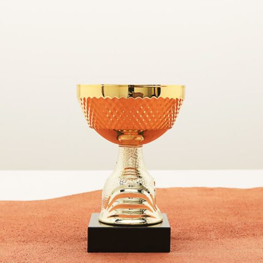 Кубок нагородний K6144B золотий на мармуровій основі H13см, чаша D9см