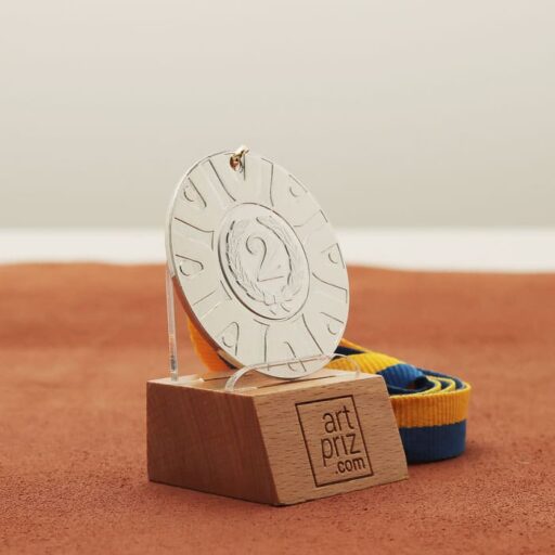 Медаль універсальна MA5019 срібна зі стрічкою D50мм жетон D25мм