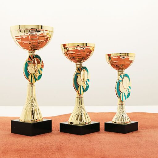 Кубок нагородний K6146B золотий на мармуровій основі H20см, чаша D8см