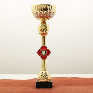 Кубок нагородний K6140C золотий на дерев’яній основі H34см, чаша D10см