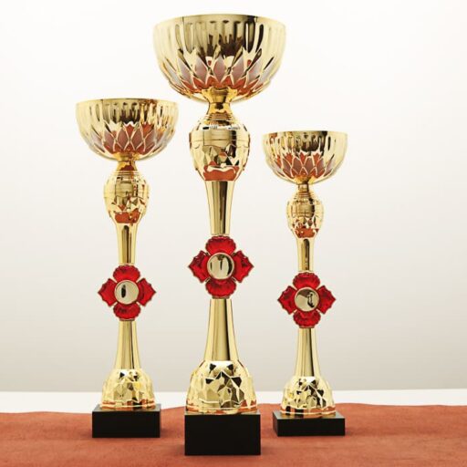 Кубок нагородний K6140C золотий на дерев’яній основі H34см, чаша D10см