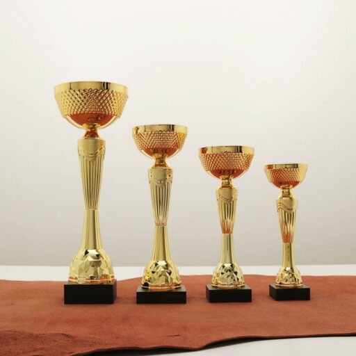 Кубок нагородний K5099C золотий на дерев’яній основі H24см, чаша D9см